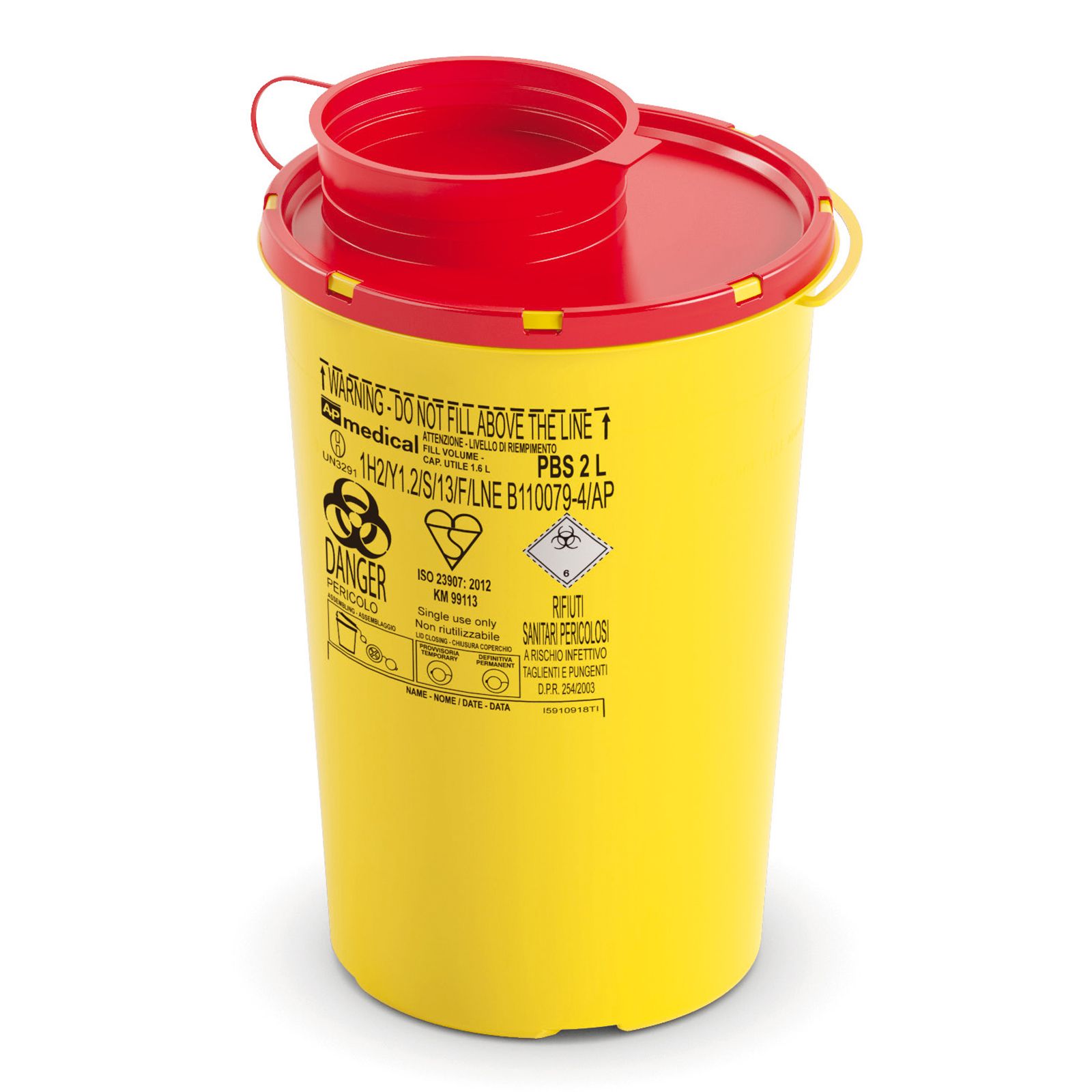 PBS Контейнер для збору та утилізації голок і медичних відходів ємкість 2 л. (з PP, круглий)